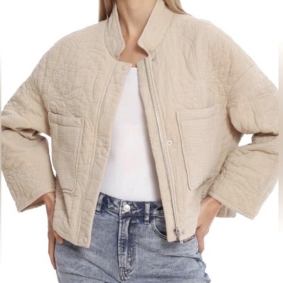 7 For All Mankind Quilted Cotton Beige Jacket